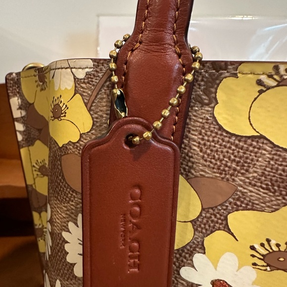 Coach Brown and Yellow Floral Tote - Picture 3 of 12